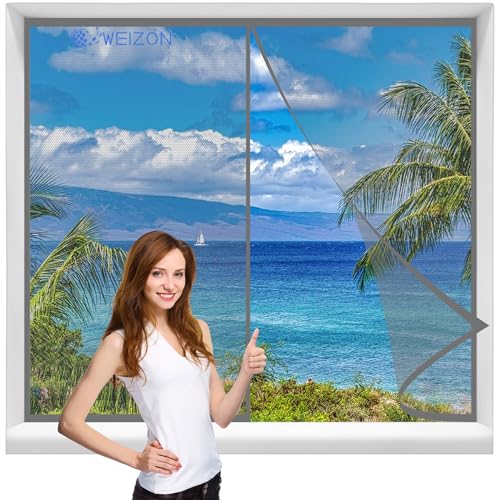 Fly Screen Door,Automatic Closing Magnetic Fly Insect Bug Screen Grey 85x150cm Mesh Curtain Screen Door Magnetic Top to Bottom Seal Snaps Shuts Automatically Walk Through Easily for French Door