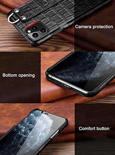 Couverture de téléphone portable cuir crocodile marron iPhone 11 SCHIK