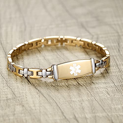 LinnaLove Lady Medical Alert id Bracelets-Stainless Steel Medical Bracelets for Women-7.5"2