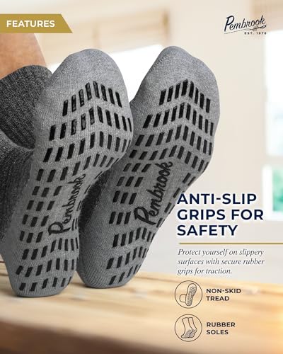 Pembrook 4 Pairs Crew Non Slip Socks - Gripper for Men Women Husband Dad | Grip | Non Slip Socks Men | Non Skid for Men - Thumbnail 2