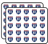 Interstate 81 Sign Shaped (tn va pa ny Route rv Road Highway) Sticker for Scrapbooking, Calendars, Arts, Kids DIY Crafts, Album, Bullet Journals 50 Pack