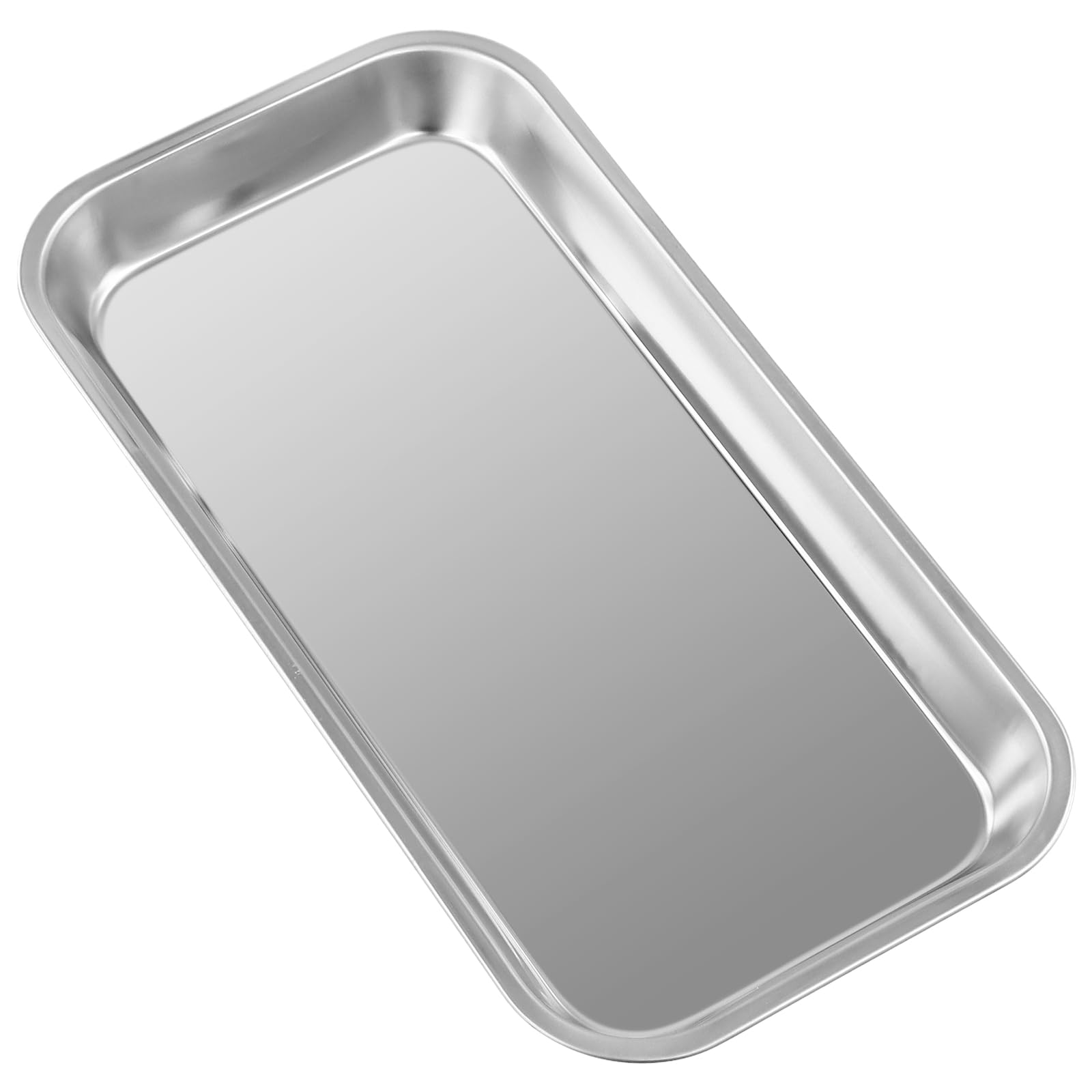 FUNSUEI Lot de 12 plateaux médicaux rectangulaires en acier inoxydable pour instruments de laboratoire 22,5 x 12 x 2 cm