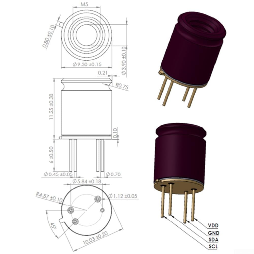 MLX90640 Sensore a infrarossi 32 x 24 Pixel TO39(MLX90640ESF-BAA)