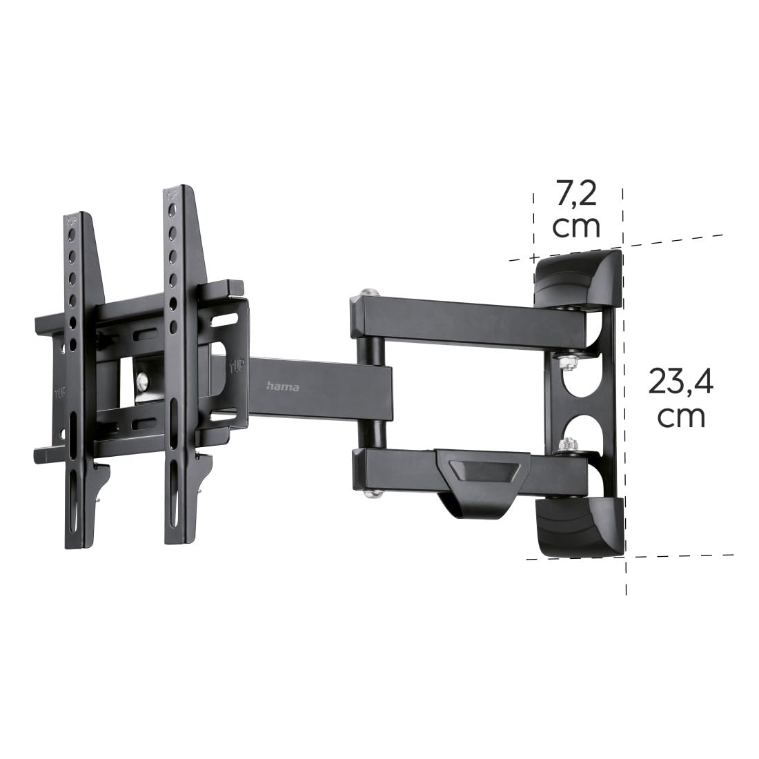 Hama TV Wandhalterung schwenkbar, neigbar, ausziehbar (TV Wandhalterung 19-50 Zoll, VESA 50x50 bis VESA 200x200, bis 25kg, mit fischer-Dübeln) schwarz
