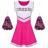 Sexy Cheerleader Kostuem,bestehend aus einem aermellosen Kleid und ein paar Pompins.
