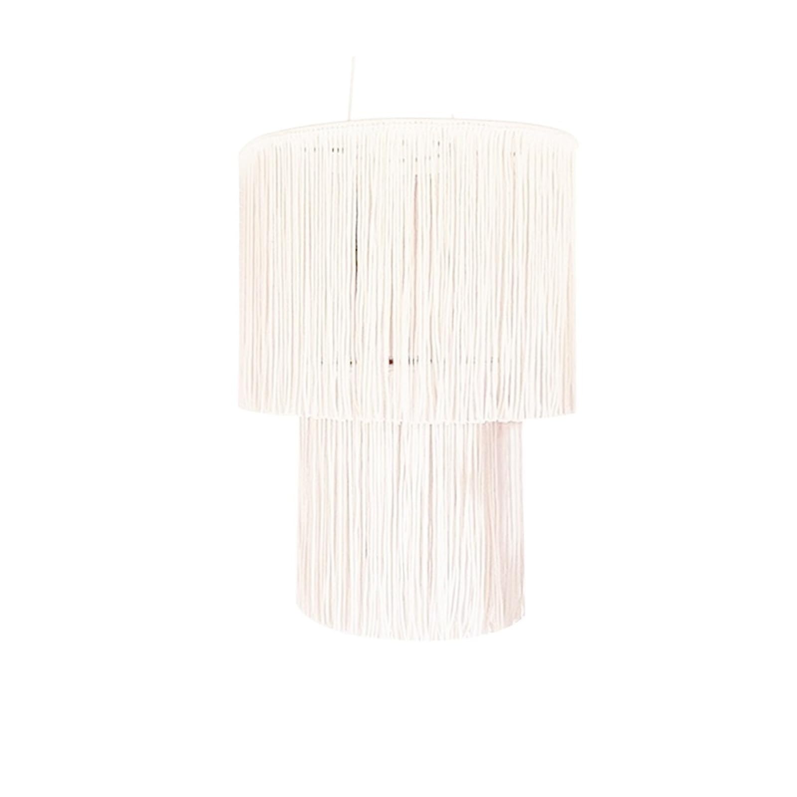 Eezii White Handwoven Woven Tapestry Lampshade Exquisite Classic Macrame Tassel Lamp Shade Creative Vintage Hanging Light Cover Living Room