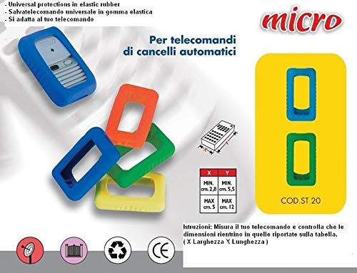 Universeller Schutz für Fernbedienungen von automatischen Toren Micro tecnidea - Abmessungen: Von minimal bis maximal: Breite. 2,8 cm bis 5 cm lang. von 5,5 cm bis 12 cm