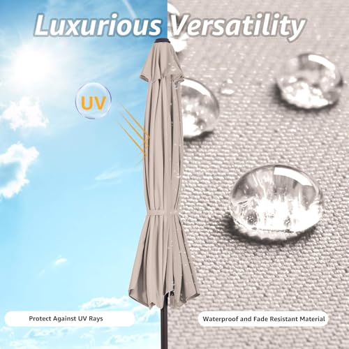 Image of JEAREY 9FT Outdoor Patio Umbrella, Market Umbrella, Beige