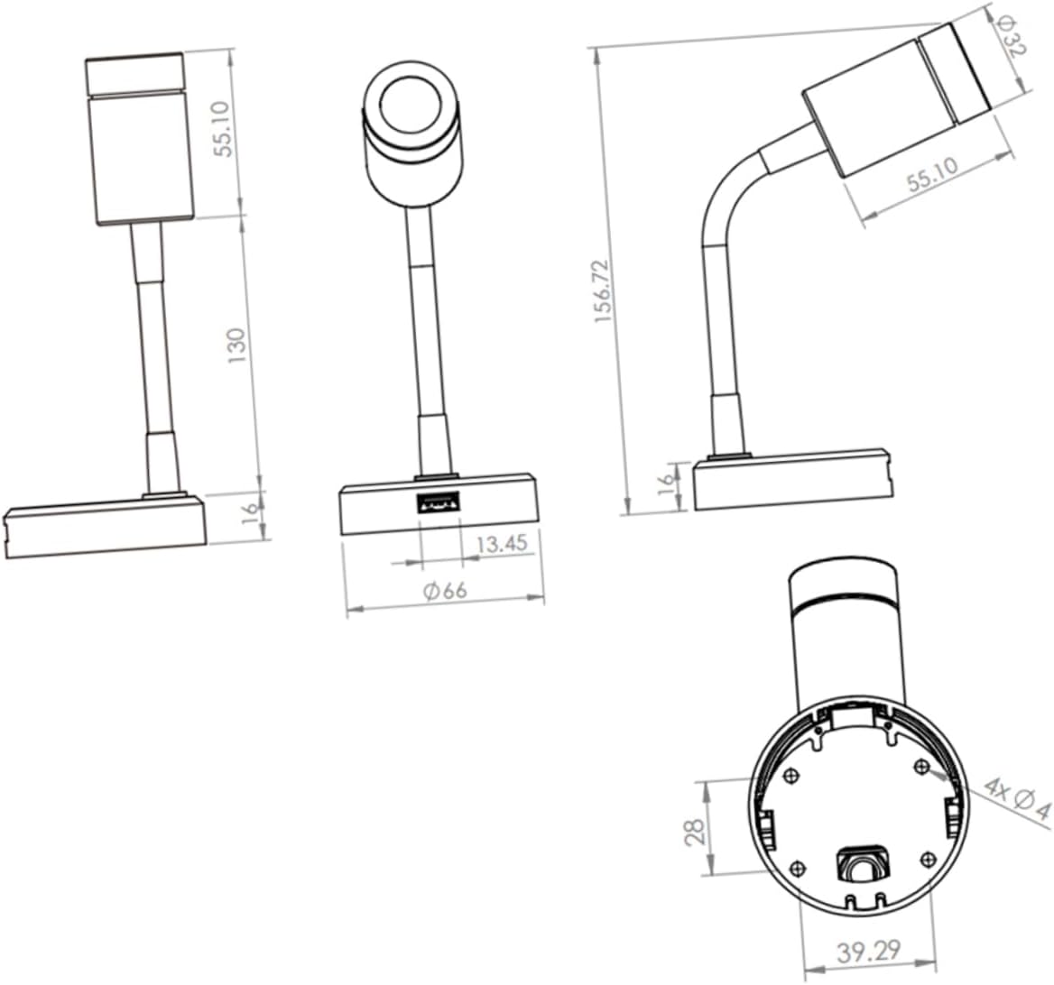 Cordless Led Reading Light Rv Lamp USB Charging Multifunctional Dimmable Eye-Care Small for Daily Use Silver