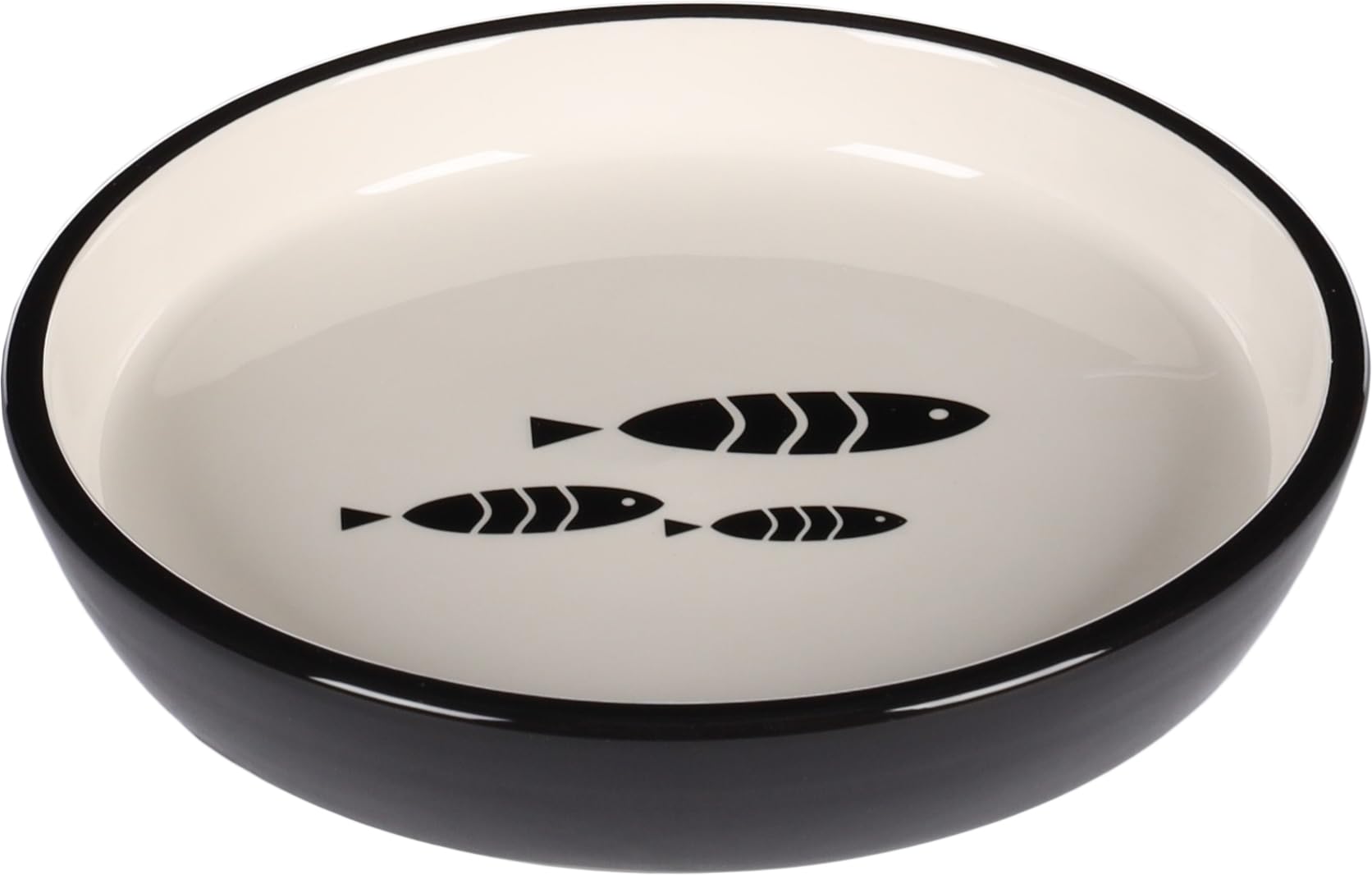 Flamingo FEEDING AND DRINKING BOWL CAT SARDI CERAMIC BLACK-WHITE ROUND 250ML 15,5x3CM