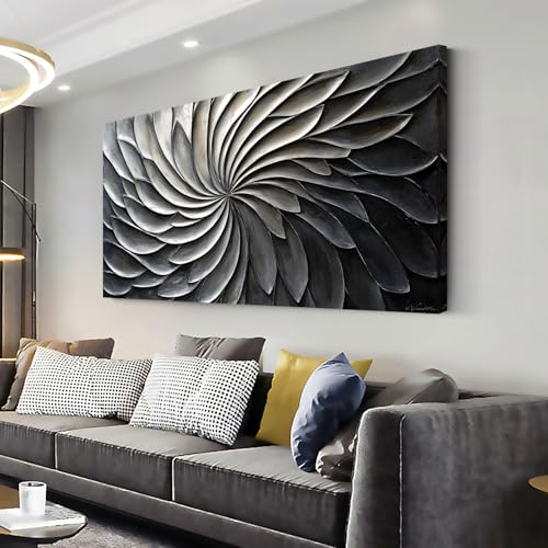 LASMOND Abstract Black and White Wall Art for Living Room