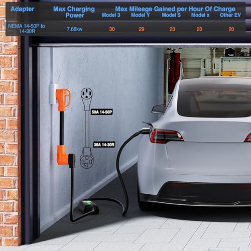 Image of Nilight EV Dryer Charger Adapter Cord 50Amp to 30Amp 4 Prong Pure Copper 125V /250V Outlet to Plug Conversion Heavy Duty 10 Gauge Wire 14-50P 14-30R 50M /30F