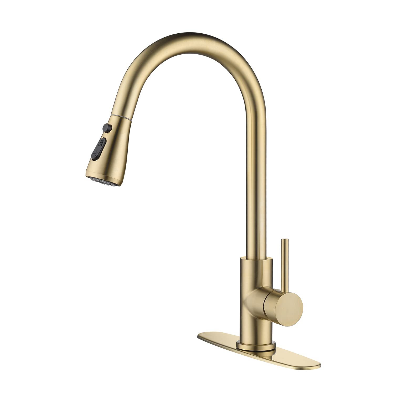 MXXQRHF Gold Kitchen Faucet with Pull Down Sprayer, Commercial Kitchen Sink Faucet with Pull Out Sprayer, Single Handle Kitchen faucets, Brushed Gold