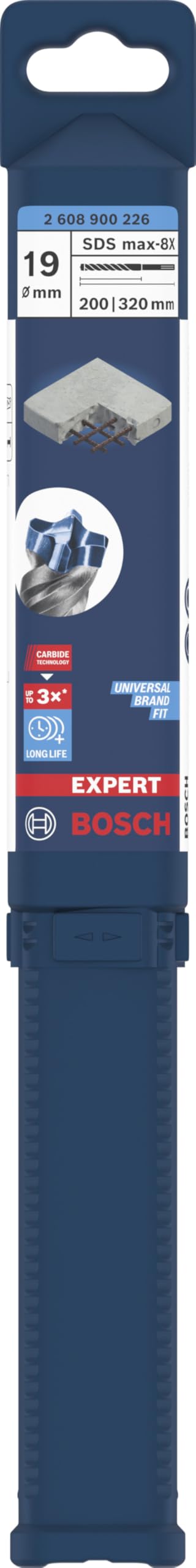 Bosch 1 foret EXPERT SDS max-8X pour marteau perforateur (pour roche tendre, pierre dure, Ø 19,00 mm, accessoires professionnels marteau perforateur)