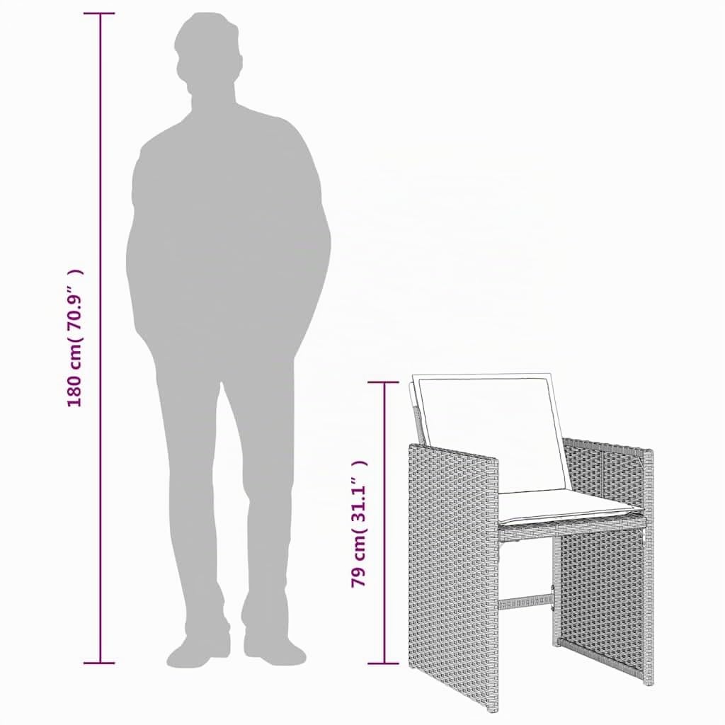 vidaXL Ensemble à Manger de Jardin avec Coussins 7 pcs, Table et Chaise de Terrasse, Meubles de Patio, Mobilier d'Extérieur, Gris Clair Résine Tressée