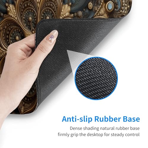 Image of Mandala Pattern Extended Gaming Mouse Pad, with Stitched Edges Large Mouse Pad Desk Protector, Rubber Base Mousepad Keyboard Mouses Mat for Work Game Office Home- 32 inch X 12 inch Inch,E181