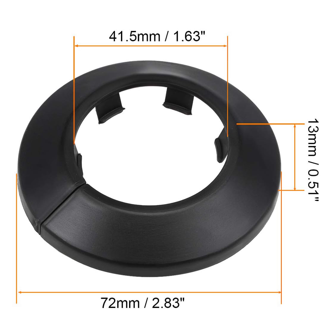 TOP-VIGOR 4pcs 41.5mm Pipe Cover Decoration, Click-in PP Plastic Escutcheon Pipe Collar for Water Pipe Drain Line - Image 2