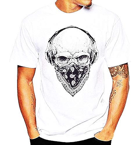 T-Shirt Counter Strike Homme Crâne Bandana Metal Rock Bikers Punk Blanc S Mode Punk Crâne Bandana Graphique Fort Style Alternatif Cadeau