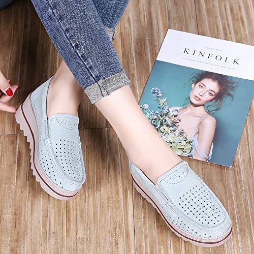 Image of YING LAN Women Slip On Loafers Comfort Suede Moccasins Wide Low Top Shoes