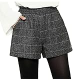 【スロウアンドメロウ】ショートパンツ チェック 柄 ウエストゴム レディース ホット パンツ グレンチェック 短パン ボトムス 2カラー ショーパン ボトム ズボン ぱんつ ツイード ハイウエスト 足長 脚長 美脚 効果 韓国 風 かわいい カワイイ おしゃれ オシャレ シンプル 無地 柄 カジュアル 黒 灰 色 ブラック グレー 春 夏 秋 冬 服 千鳥格子 ハーフパンツ ショート 丈 起毛 暖かい 暖 パン 格子柄 (L, グレー)