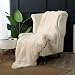 Reafort Luxury Long Hair Shaggy PV Fur Faux Fur Oversized Throw Blanket (Cream, 60"X70" Throw)
