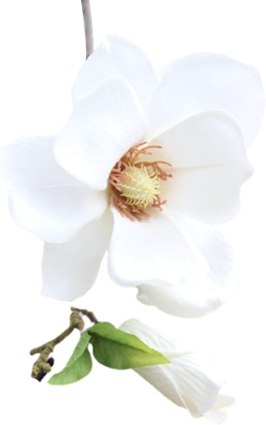 Elegant White Magnolia Silk Flower Stem
