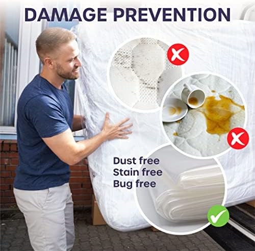 Mattress Bags for Mattress, Double Bed Mattress Cover, Protectors for Mattress Storage Bags for Moving House, with Heavy Duty Protective Bags (4.5 x 7.5ft)