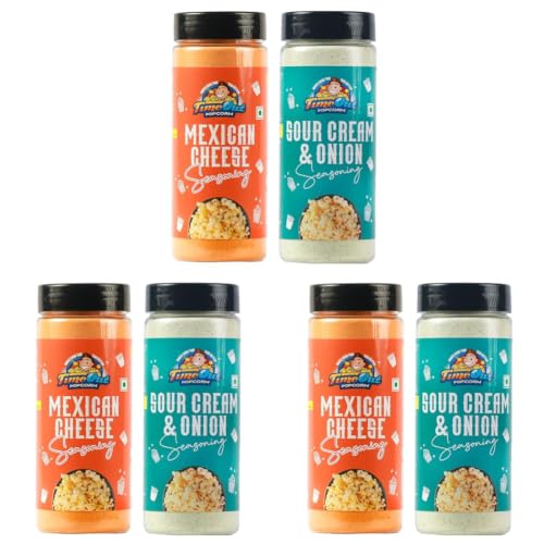 Image of Time Out Popcorn Mexican Cheese and Sour Cream n Onion Seasoning, Multi-Purpose Powder, Popcorn and Snacks Flavoring,Pack of 6, 100g Each