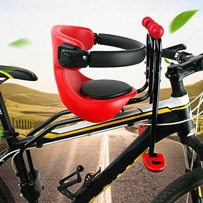 YEITBY Child Bike Seat, Front Mount Baby Safety Carrier with Armrest and Foot Pedals, Adjustable Bicycle Seat for Kids Infant Toddler for Mountain Bike Road Bike, Up to 50kg