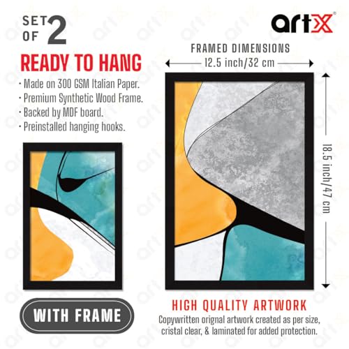 Image of ArtX Paper Scenery Aesthetic Wall Decor Paintings with Frame for Home Decoration, Framed Painting for Wall Decoration, Wall Decor For Living Room, Set Of 2