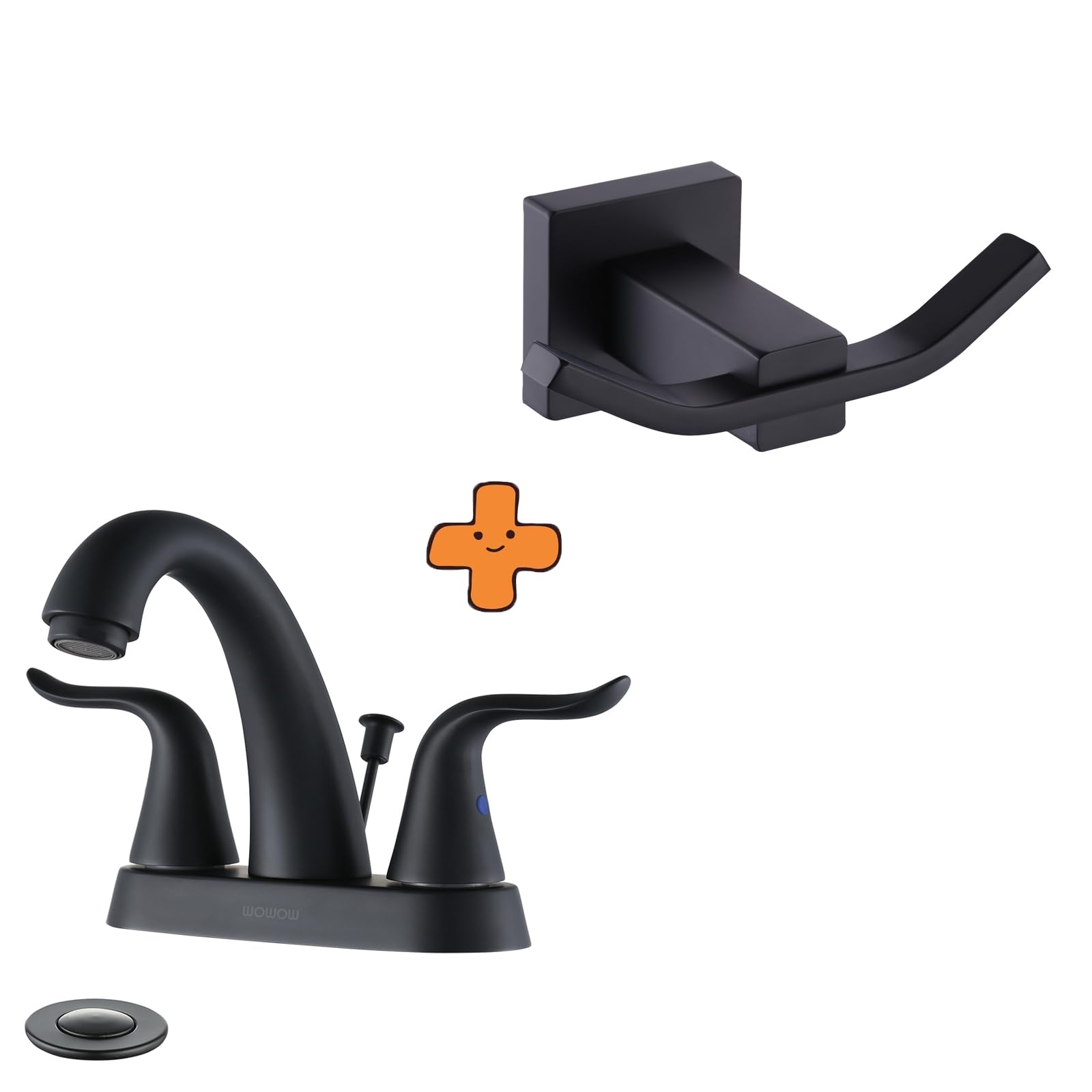 Jnfidosr Black Bathroom Faucet 2 Handle Bathroom Sink Faucet 4 Inch Centerset And Towel Hooks For Bathrooms Robe Towel Holder