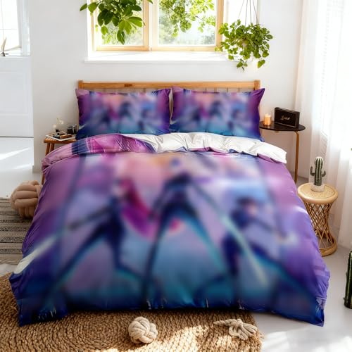 Kpop Huunters Blanket 3 Pcs Kpop Bedding Single Duvet Set Kkpop Blanket Throw Soft Printed Bedding Set Gifts For Girls Fans Christmas Birthdays 135*200cm Duvet Cover+75*50cm Pillowcases