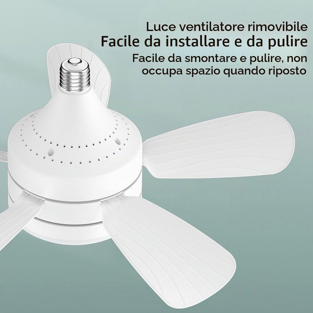 Anyingkai Lampadario con Ventilatore da Soffitto,Ventola Soffitto con Luce,Plafoniera con Ventilatore da Soffitto,Ventilatore a Soffitto con Luce e Telecomando (Bianco)