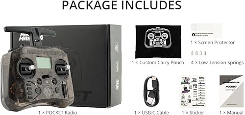 Miniatura 9 de Radiomaster Pocket Hall Gimbal Transmisor Control Remoto Portátil Ligero Construido en Luz LED Antena Plegable (CC2500 Carbón Modo 2)