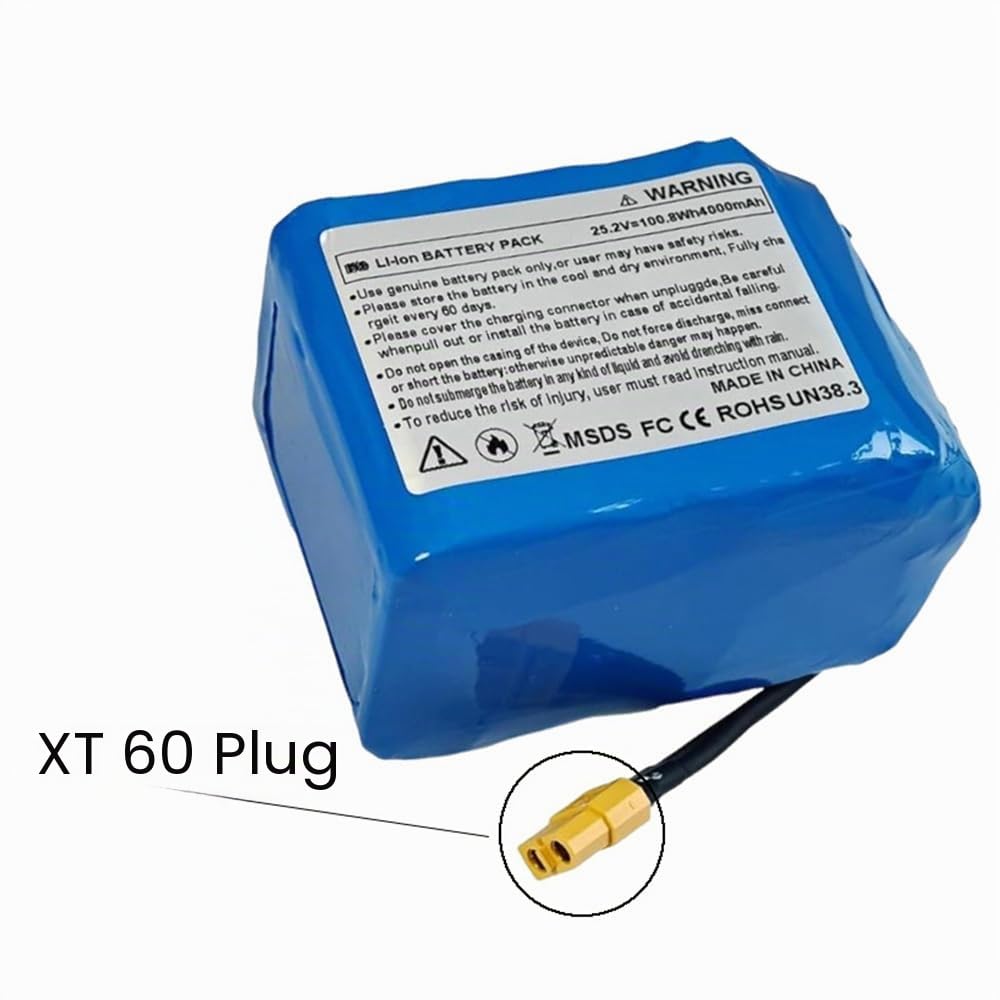 Batería de Repuesto para Hoverboard de 25,2 V, 29,4 V y 4000 mAh con Conector XT60. Batería de Litio de 24 V y 4 Ah para patinetes autoequilibrados de 2 Ruedas.