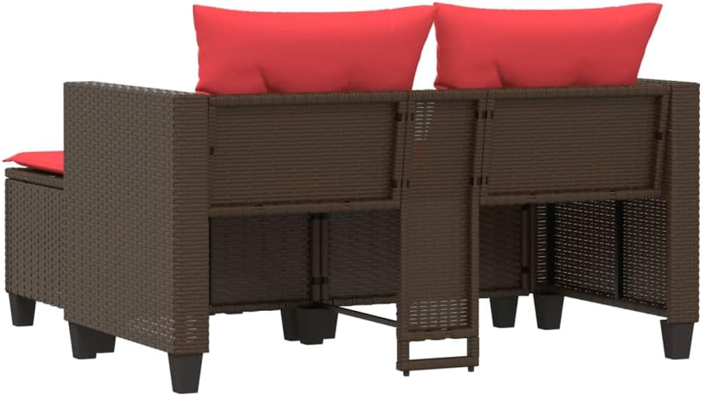 Modern Outdoor Loveseat Brown 2-Seat Rattan Sofa for Patio, Balcony, 25.6 x 48 x 24.4 in Steel Frame UV-Resistant Cushions, Easy Assembly for Garden Poolside