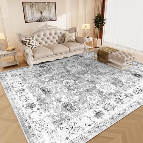 IKALIFE Vintage Soft Non-Slip Area Rug Cover