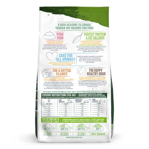 YARRAH Vega Vegetarisches Bio-Trockenfutter für Hunde – für alle Rassen und Altersgruppen | Exquisite Biologische Hundebrocken, 10kg | 100% biologisch & frei von künstlichen Zusätzen