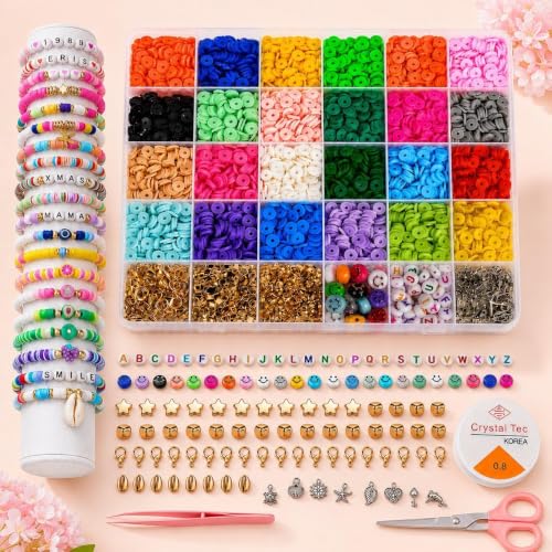 Image of ZORVO Bracelet Making Set, Clay Beads Kit, Macaron Color Beads for Bracelet Making for Girls Kids, Letter Beads with Unicorn Pendants, Crystal Star Flower Hair Beads Set for DIY Jewellery Crafts (Old Bracelet Kit)