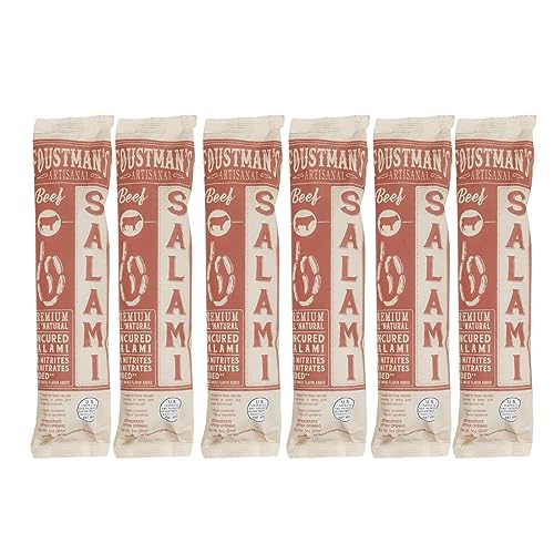 Foustman's Salami Beef Artisanal, Nitrate-Free, Naturally Cured, Gluten-Free, Dairy-Free, No Pork, Pack of 6, 8 Oz Each