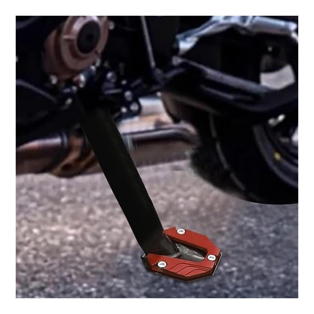 Plaque De Support Pour Béquille Latérale Moto - En Alliage D'aluminium Anodisé Noir - Élargit La Surface, évite L'enfoncement