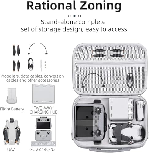 Image of M.G.R.J Portable Carrying Case Cover for DJI Mini 4 Pro || Mini 4 Pro RC 2 Remote Controller & Accessories (Hard|PU Leather|Grey)
