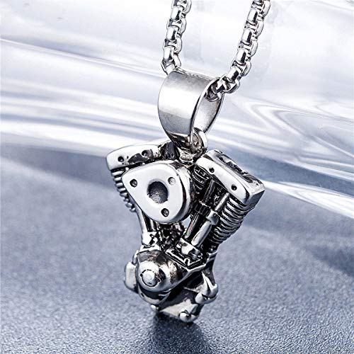 Hafrita Engine Motorcycle Chain Biker Punk Gothic Necklace Men Vintage Stainless Steel Chain Pendant Necklaces3