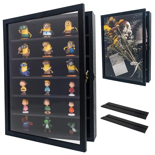 Image of Shadow Box Frame with Removable Shelves, Black 12x16 Deep Memory Box Display Case for Keepsake Collectibles, Coins Military Medals Pins Wedding Flowers
