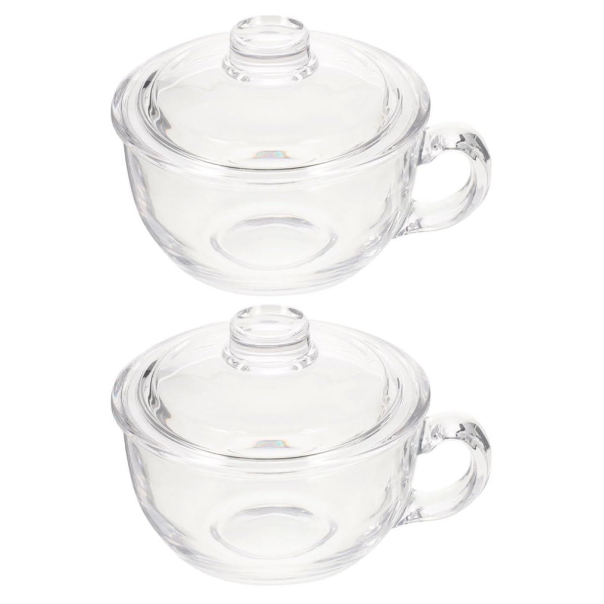 KICHOUSE Bicchieri in Vetro da 600ml Design Elegante e Semplice Set 2 con Coperchio, Tazze Versatili per Bere Latte e Tè per Ufficio e Caffè