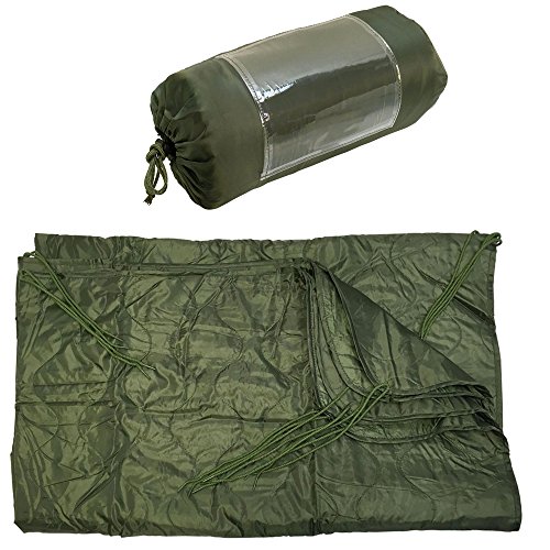 Prolinemax OD Green 86''L x 58''W G.I Style Poncho Liner Blanket Sleeping Bag Liner Rip-Stop Nylon w/Pouch