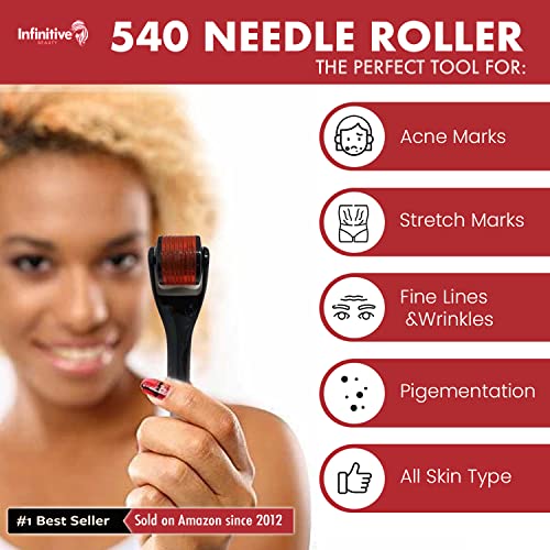 Derma-Roller-INFINITIVE-BEAUTY-540-Titanium-Alloy-Microneedle-Roller-for-Skin-Face-Beard-Hair-30mm