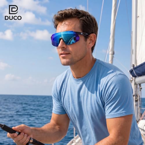 Image of DUCO Cycling Glasses for Men Women: Polarized Sports Sunglasses UV400 Protection for Baseball Running Fishing DC0048