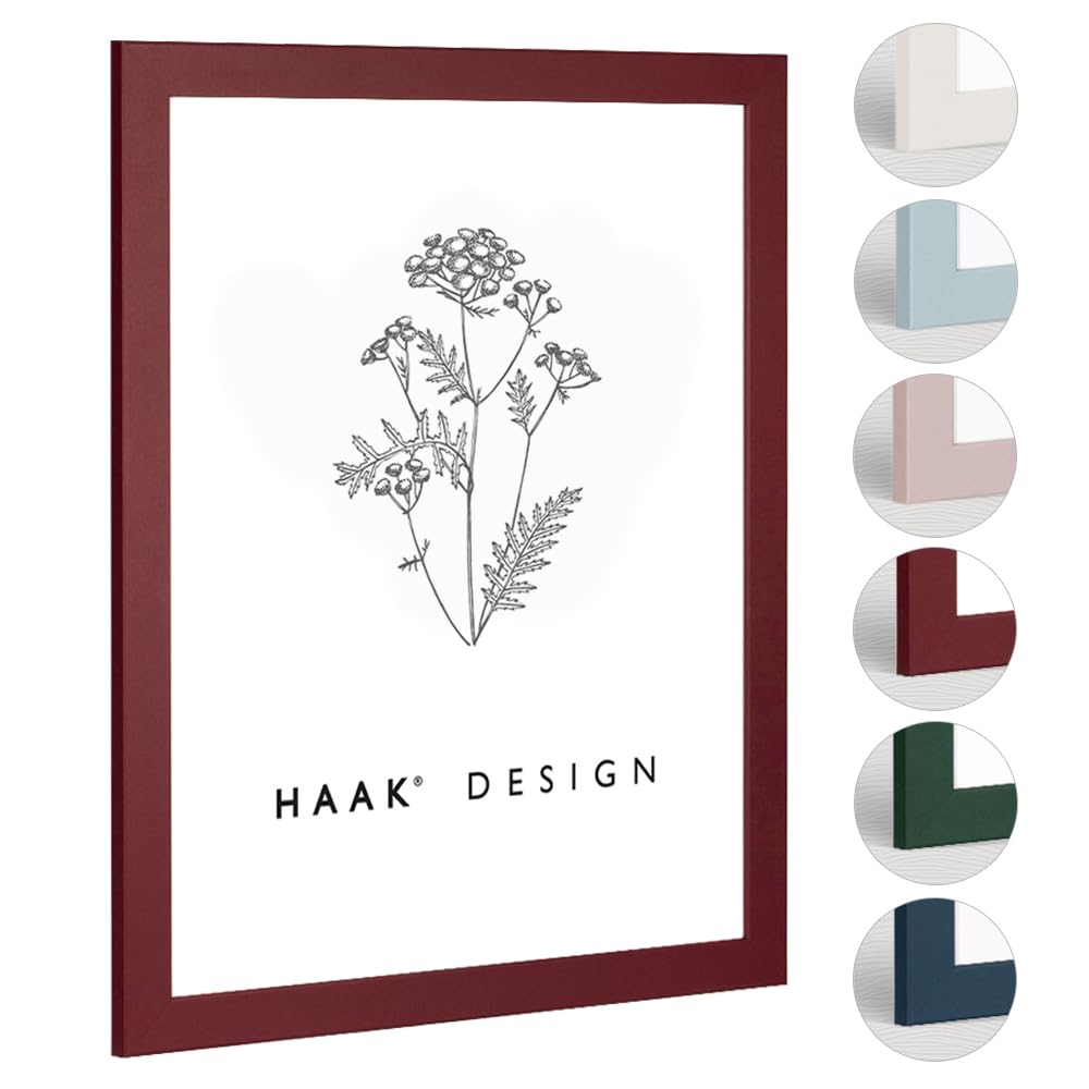 Haak Bilderrahmen modern stabil Miko Dunkelrot 80 X 120 cm Rahmen für Bilder Urkunden Poster Puzzle Pastell Farben