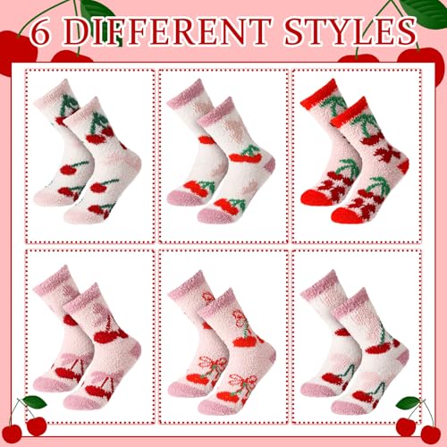 Image of Skicuff 6 Pairs Women Fuzzy Socks Bulk Slipper Warm Sleeping Crew Socks for Women Men Microfiber Soft Holiday Teacher Gifts